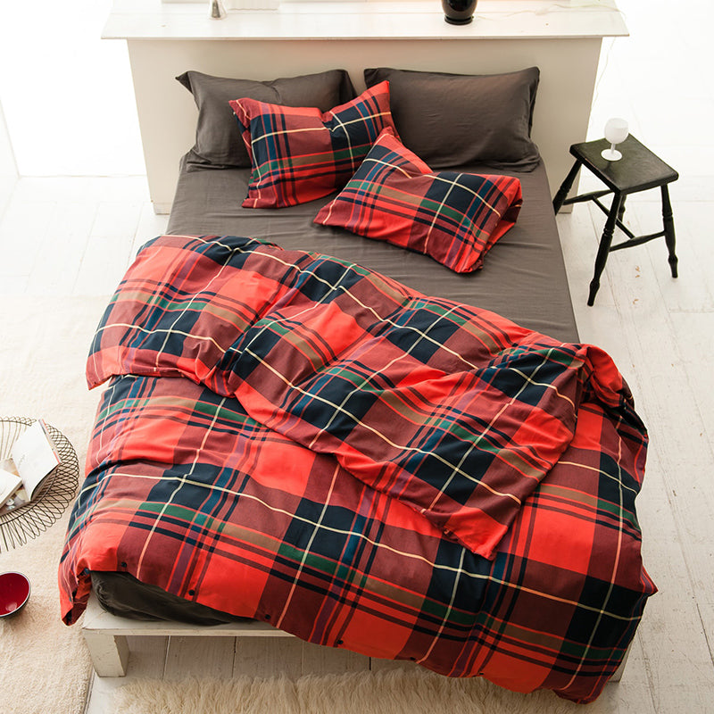 色糸が作るコントラストが美しいツイルチェック ハイランド コンフォーターカバー【Fab the Home】