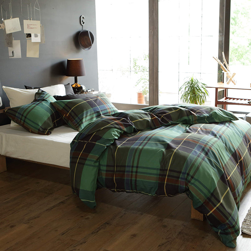 色糸が作るコントラストが美しいツイルチェック ハイランド コンフォーターカバー【Fab the Home】