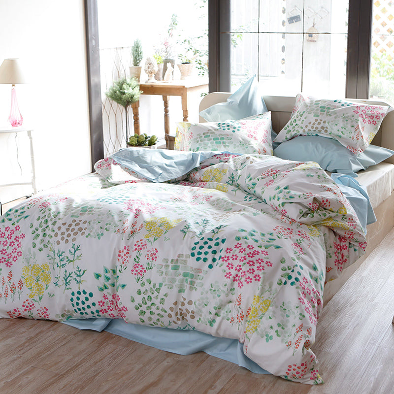 水彩タッチのやさしいボタニカルプリント ガーデンズ コンフォーターカバー【Fab the Home】