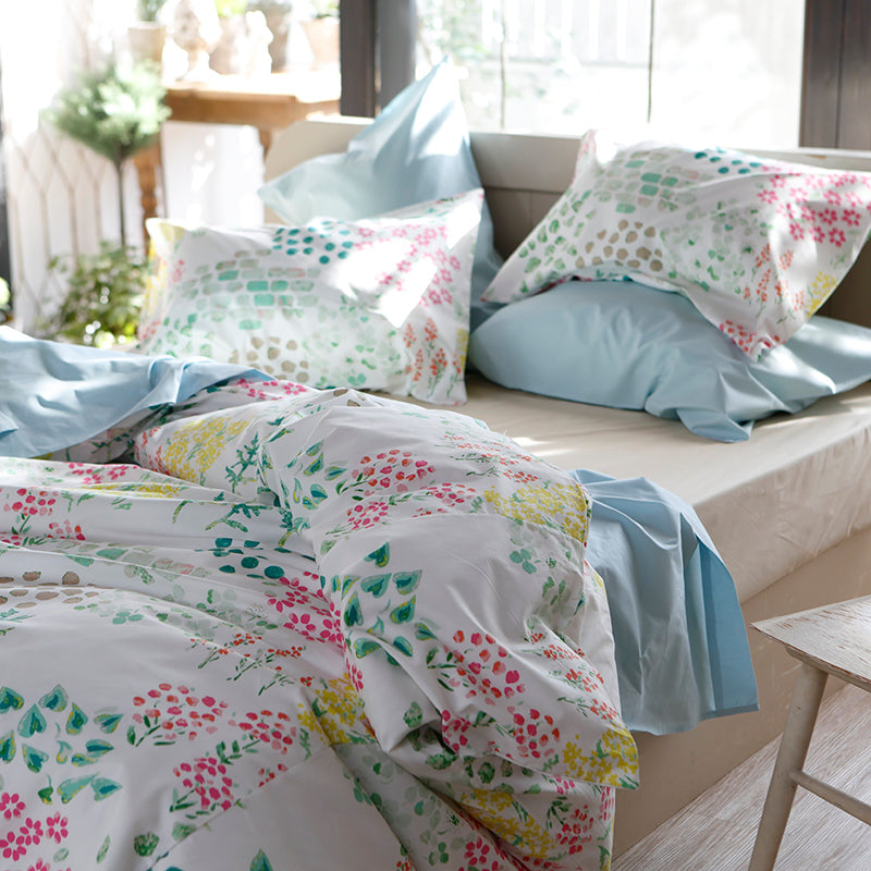 水彩タッチのやさしいボタニカルプリント ガーデンズ コンフォーターカバー【Fab the Home】