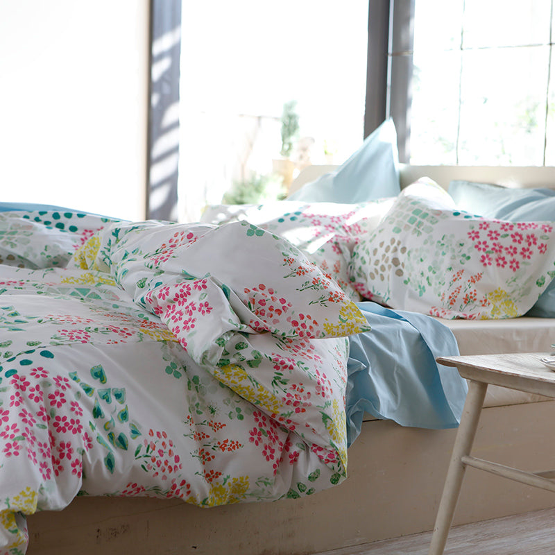 水彩タッチのやさしいボタニカルプリント ガーデンズ コンフォーターカバー【Fab the Home】