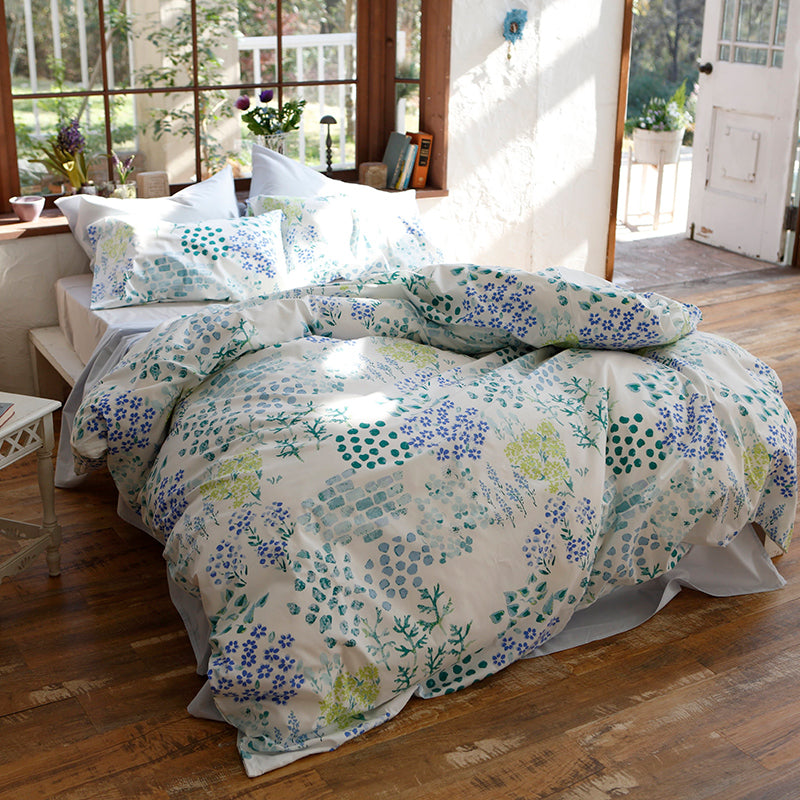 水彩タッチのやさしいボタニカルプリント ガーデンズ コンフォーターカバー【Fab the Home】
