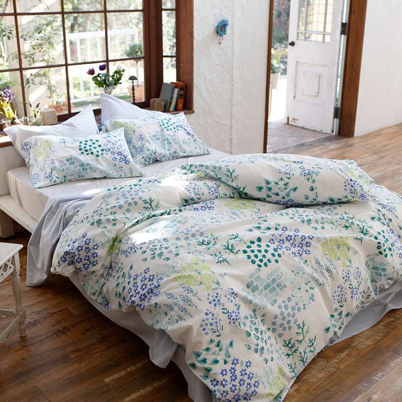 水彩タッチのやさしいボタニカルプリント ガーデンズ コンフォーターカバー【Fab the Home】