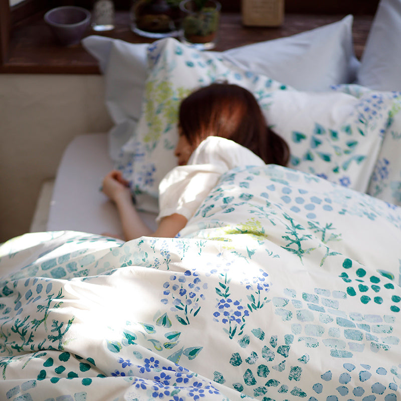 水彩タッチのやさしいボタニカルプリント ガーデンズ コンフォーターカバー【Fab the Home】