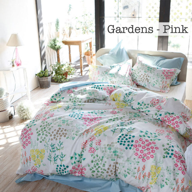 水彩タッチのやさしいボタニカルプリント ガーデンズ コンフォーターカバー【Fab the Home】