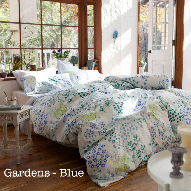 水彩タッチのやさしいボタニカルプリント ガーデンズ コンフォーターカバー【Fab the Home】