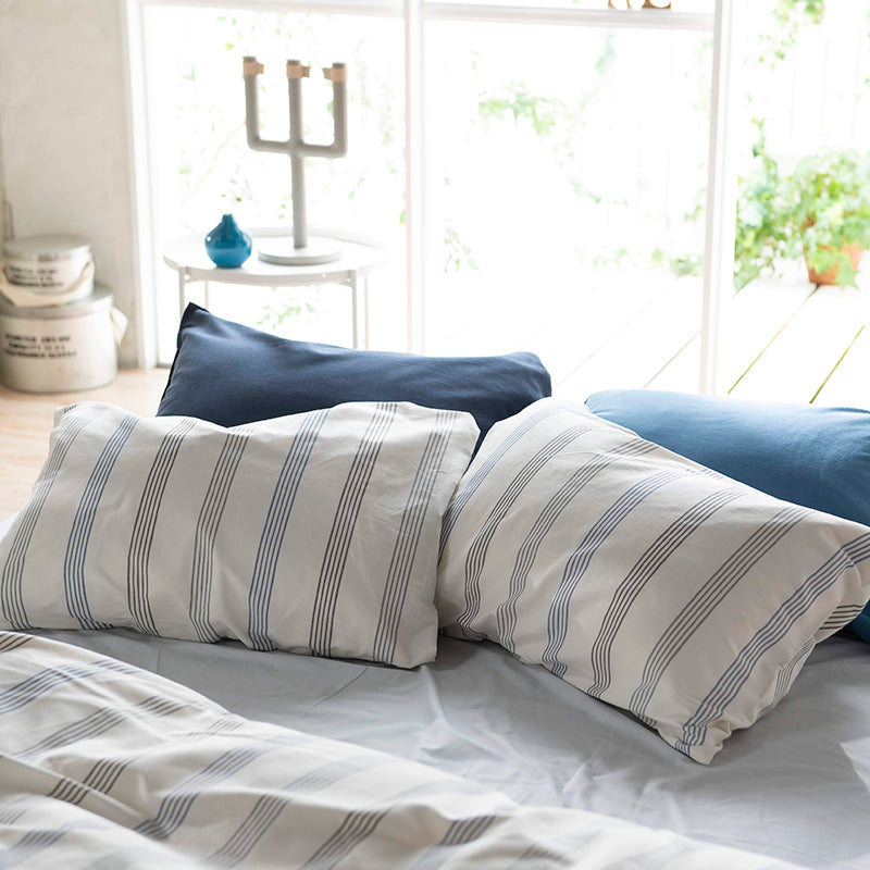 シンプルなヘリンボンストライプ ウィッシュストライプ ピローケース 2枚セット【Fab the Home】