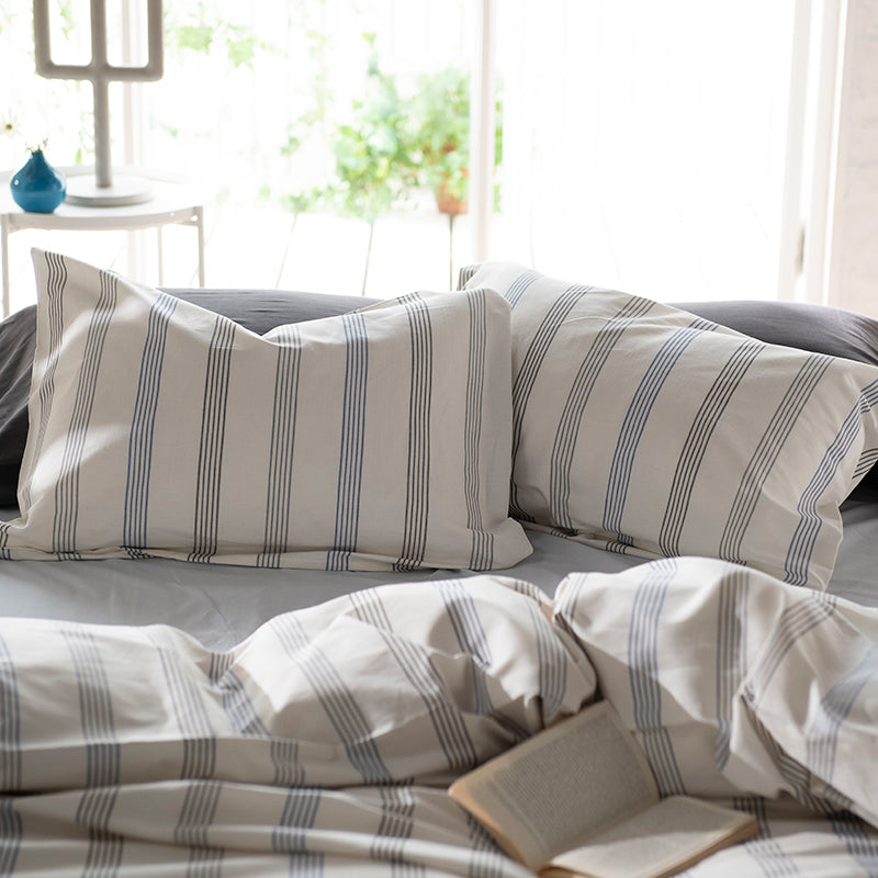 シンプルなヘリンボンストライプ ウィッシュストライプ ピローケース 2枚セット【Fab the Home】