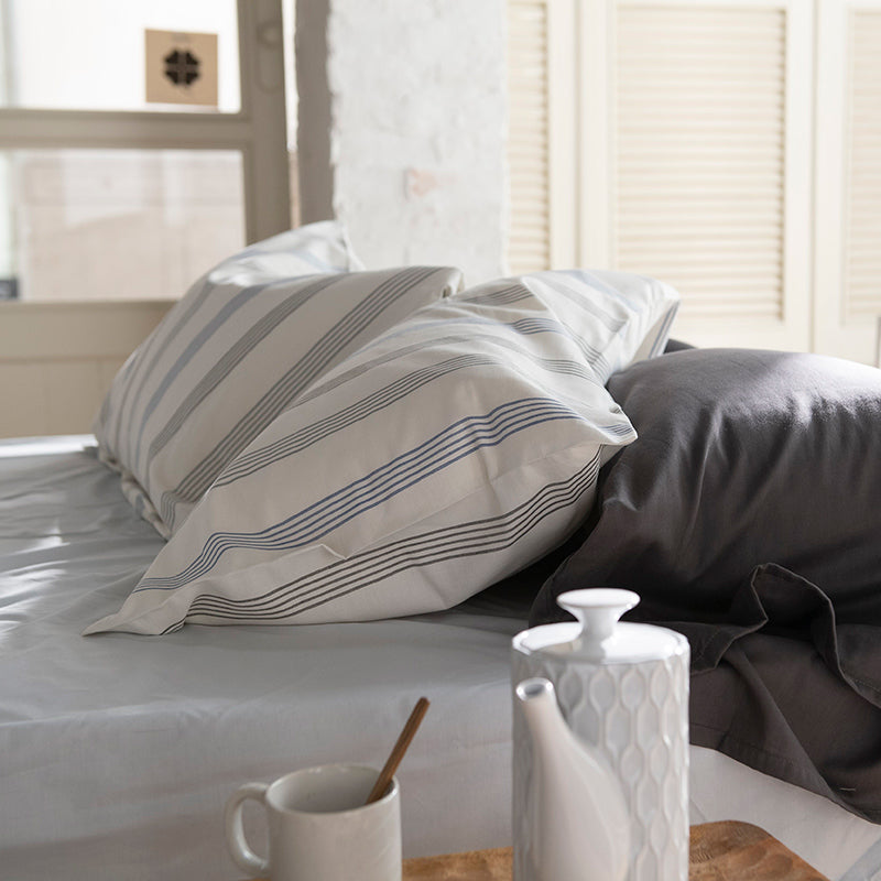 シンプルなヘリンボンストライプ ウィッシュストライプ ピローケース 2枚セット【Fab the Home】