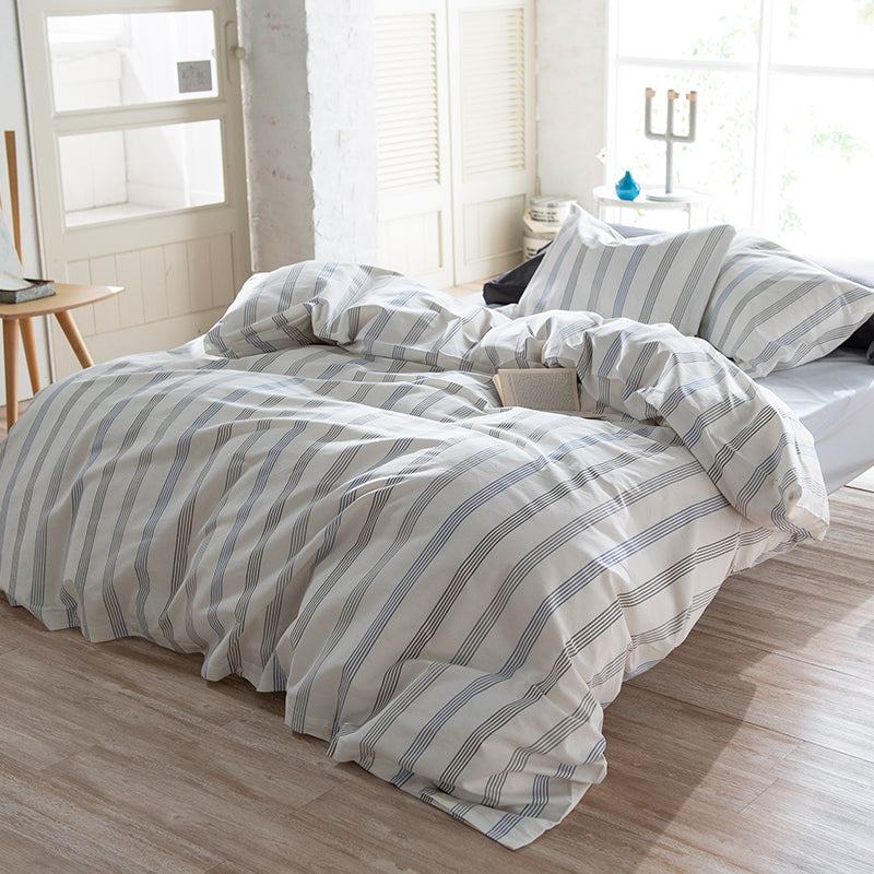 シンプルなヘリンボンストライプ ウィッシュストライプ コンフォーターカバー【Fab the Home】