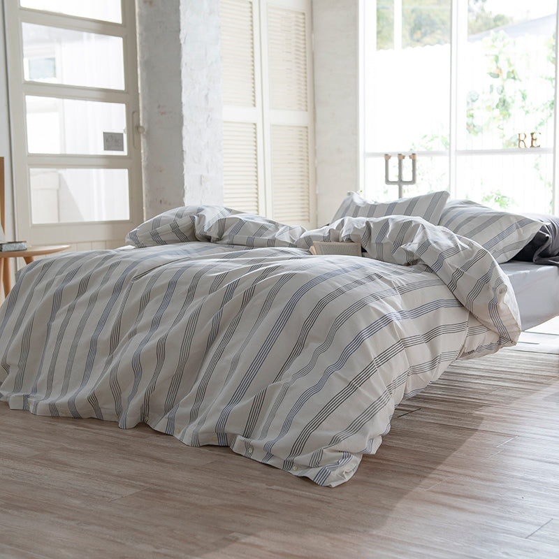 シンプルなヘリンボンストライプ ウィッシュストライプ コンフォーターカバー【Fab the Home】