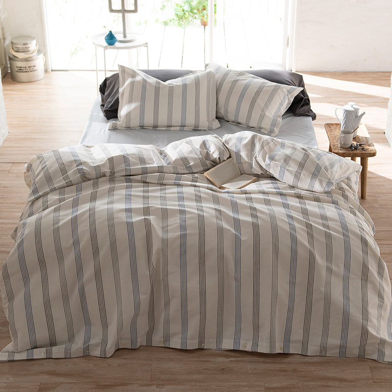 シンプルなヘリンボンストライプ ウィッシュストライプ コンフォーターカバー【Fab the Home】