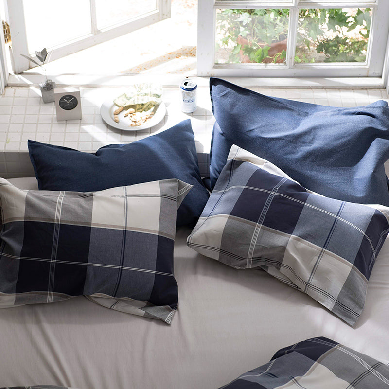 シックなブロックチェック アクロス ピローケース 2枚セット【Fab the Home】
