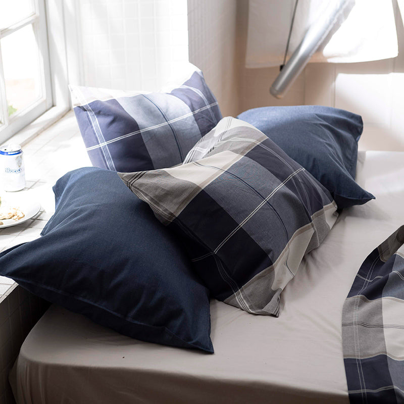 シックなブロックチェック アクロス ピローケース 2枚セット【Fab the Home】