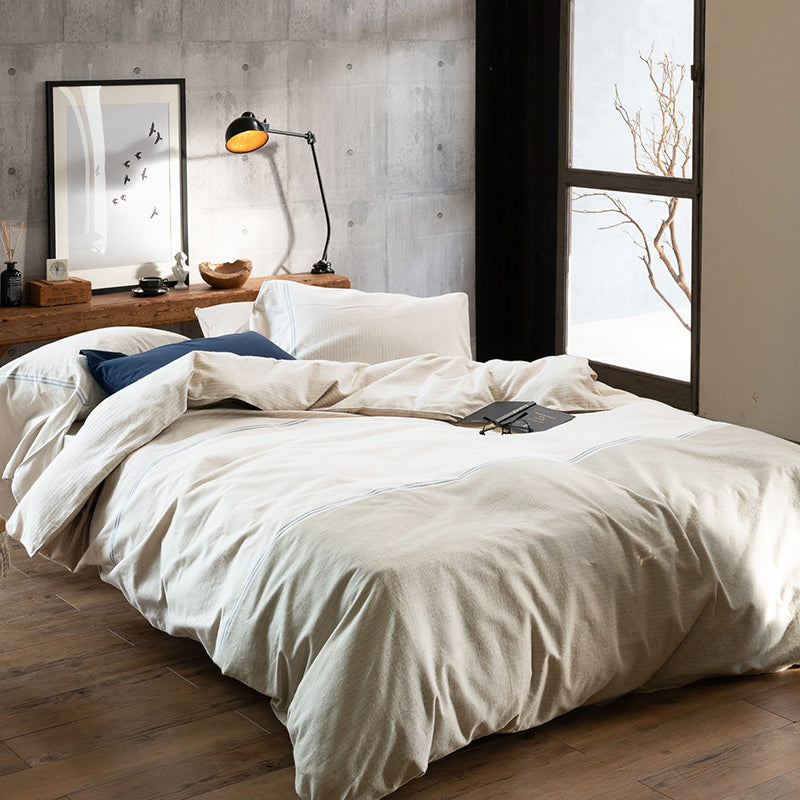 シンプルな先染めファブリックをふんわり起毛させたあたたか肌ざわり レヴィ コンフォーターカバー【Fab the Home】