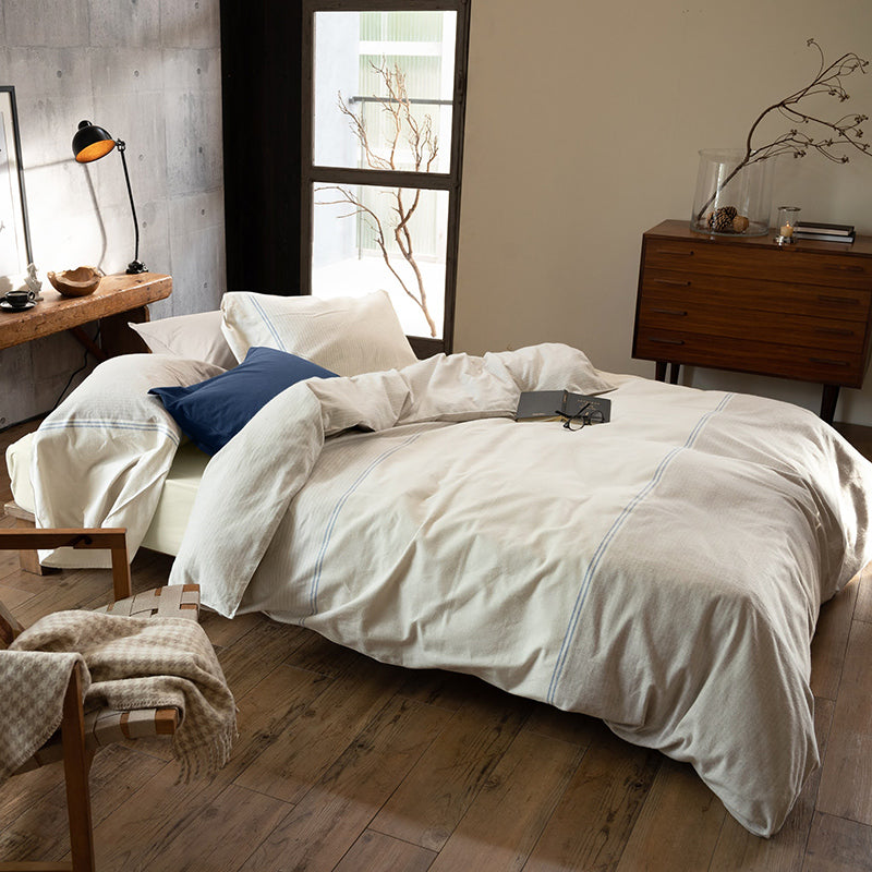 シンプルな先染めファブリックをふんわり起毛させたあたたか肌ざわり レヴィ コンフォーターカバー【Fab the Home】