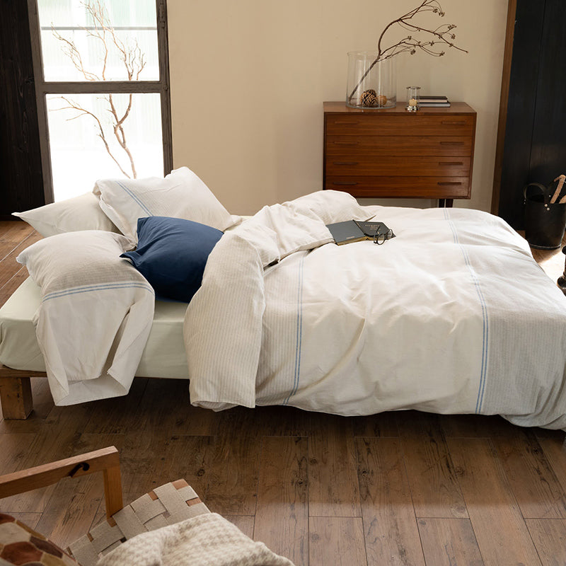 シンプルな先染めファブリックをふんわり起毛させたあたたか肌ざわり レヴィ コンフォーターカバー【Fab the Home】