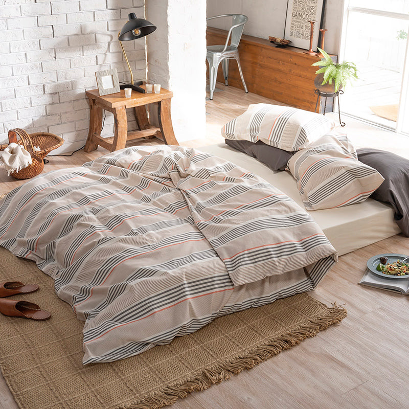 大地の力強さを感じるヘリンボーンストライプ テラ コンフォーターカバー【Fab the Home】