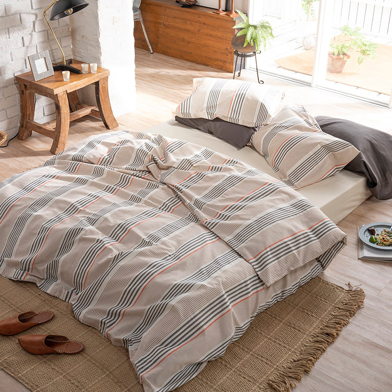 大地の力強さを感じるヘリンボーンストライプ テラ コンフォーターカバー【Fab the Home】