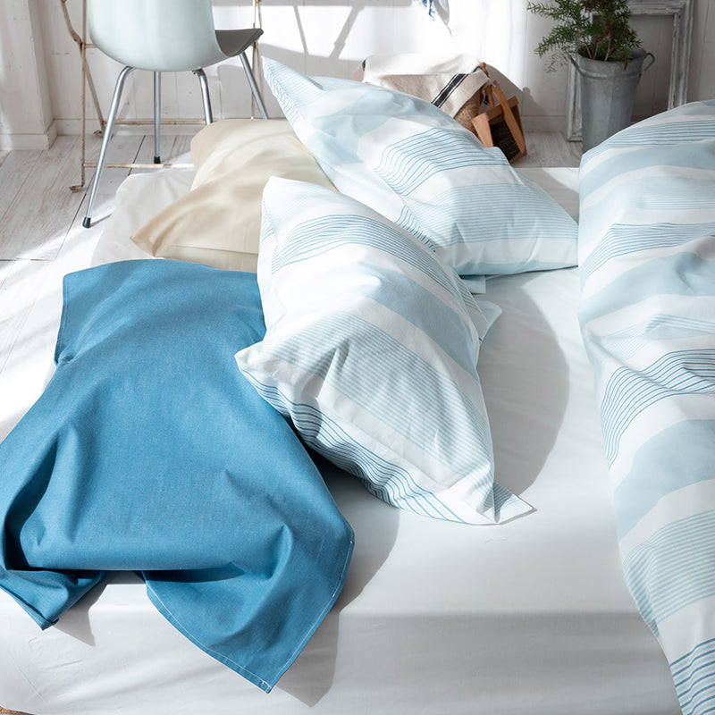 爽やかな先染めオックスストライプ トランス ピローケース 2枚セット【Fab the Home】