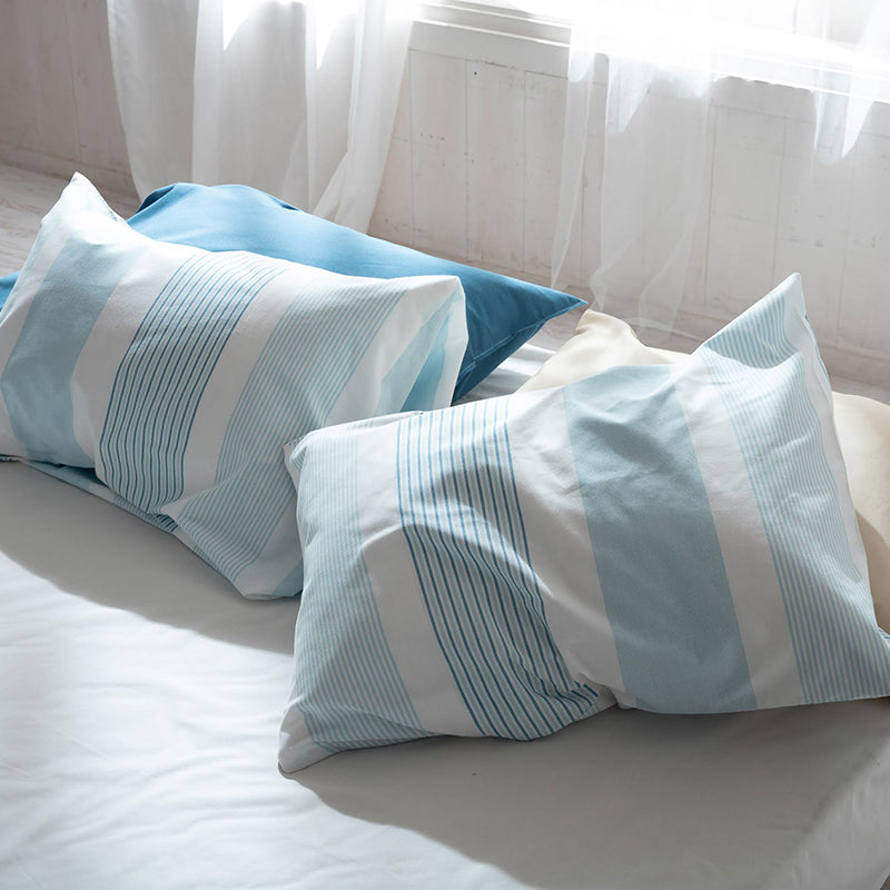 爽やかな先染めオックスストライプ トランス ピローケース 2枚セット【Fab the Home】