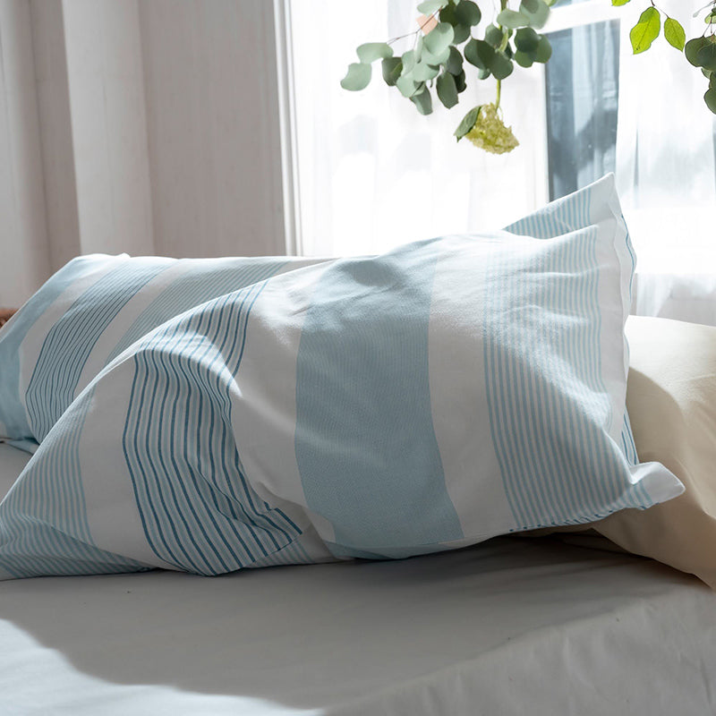 爽やかな先染めオックスストライプ トランス ピローケース 2枚セット【Fab the Home】