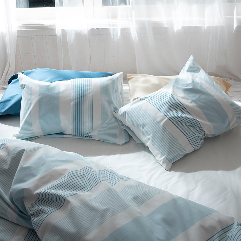爽やかな先染めオックスストライプ トランス ピローケース 2枚セット【Fab the Home】