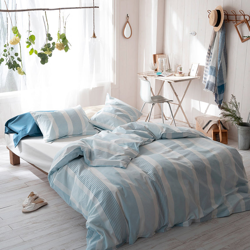 爽やかな先染めオックスストライプ トランス コンフォーターカバー【Fab the Home】