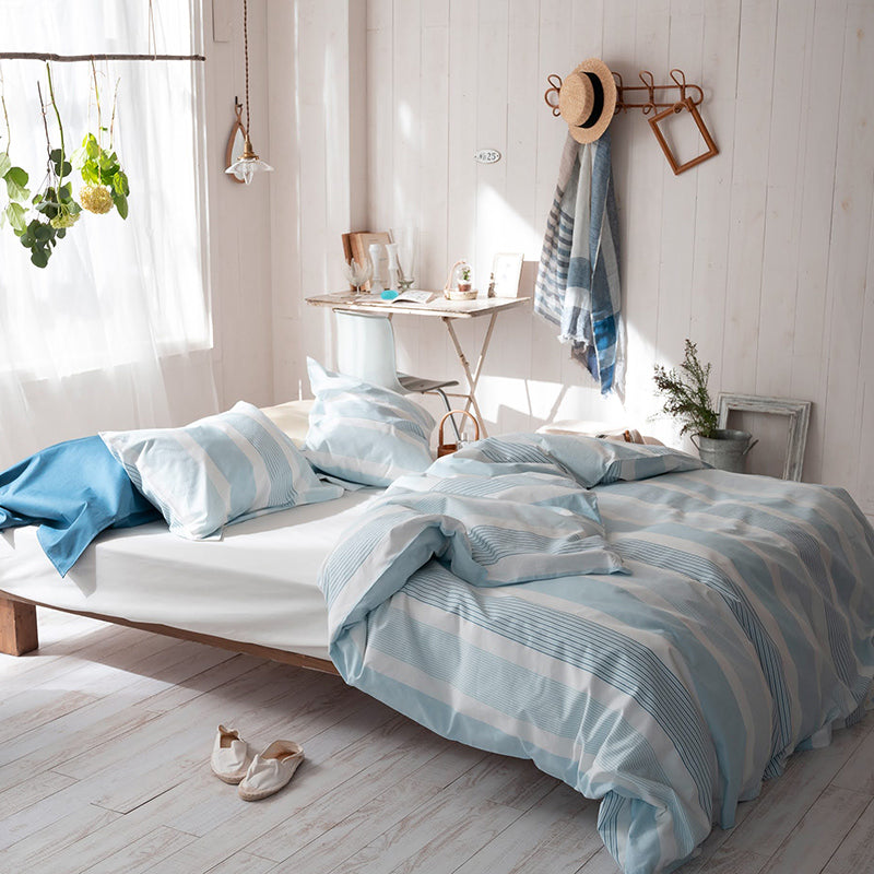 爽やかな先染めオックスストライプ トランス コンフォーターカバー【Fab the Home】
