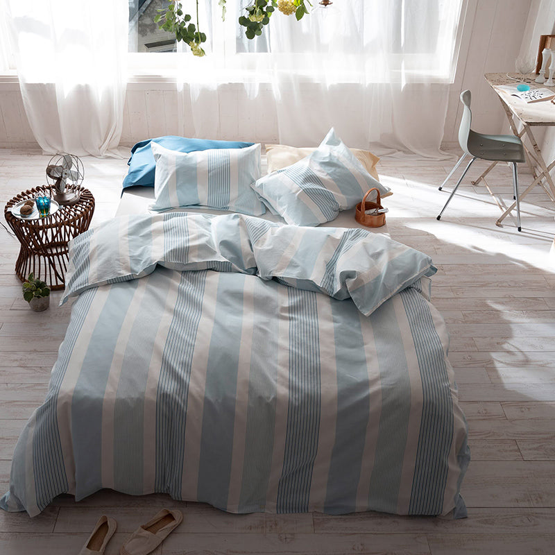 爽やかな先染めオックスストライプ トランス コンフォーターカバー【Fab the Home】
