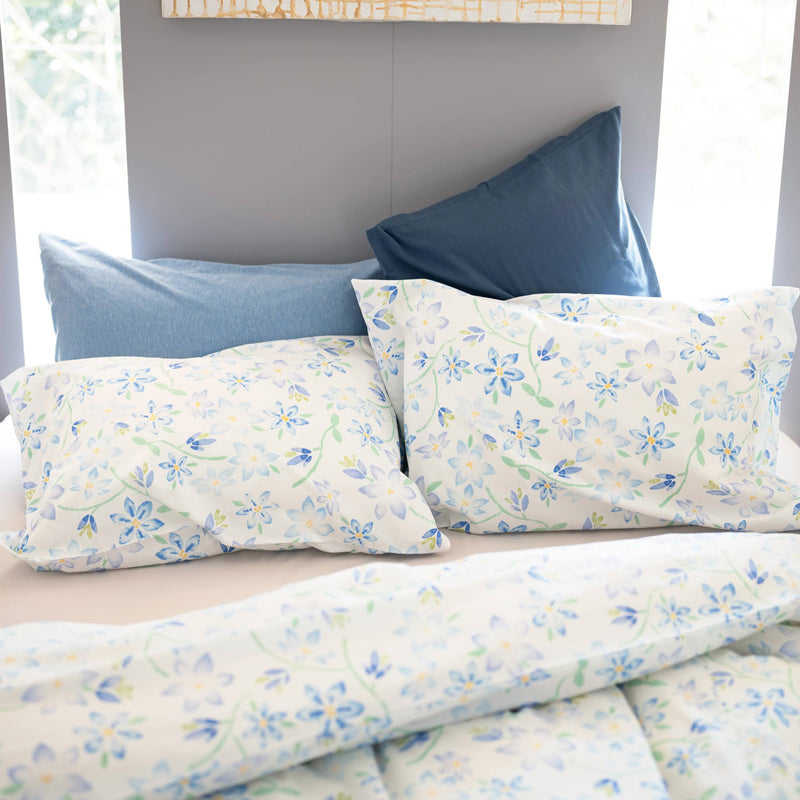 ほんわか淡いフラワープリント ピュアリー ピローケース 2枚セット【Fab the Home】