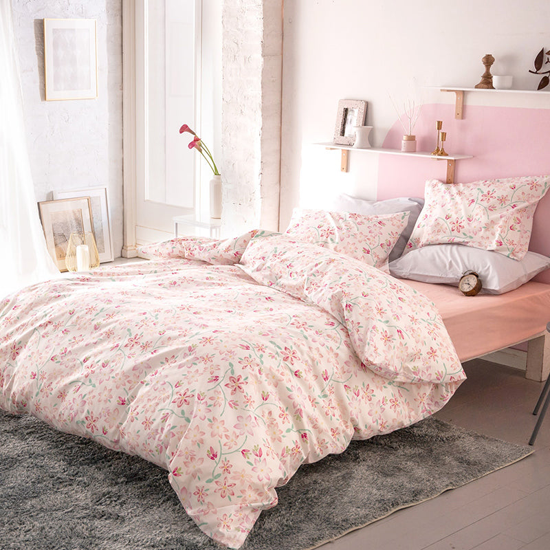 ほんわか淡いフラワープリント ピュアリー コンフォーターカバー【Fab the Home】