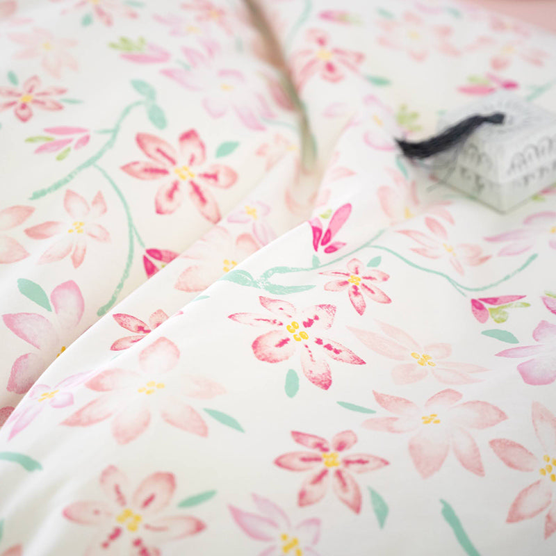 ほんわか淡いフラワープリント ピュアリー コンフォーターカバー【Fab the Home】