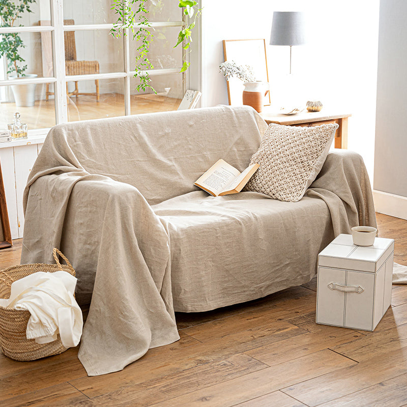 上質なリネン麻のマルチカバー ファインリネン one-wash【Fab the Home】