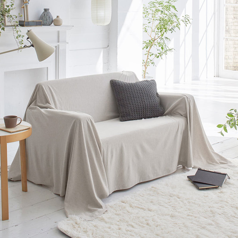 ふんわり杢糸ジャカード ヘリンボーンニット マルチカバー【Fab the Home】