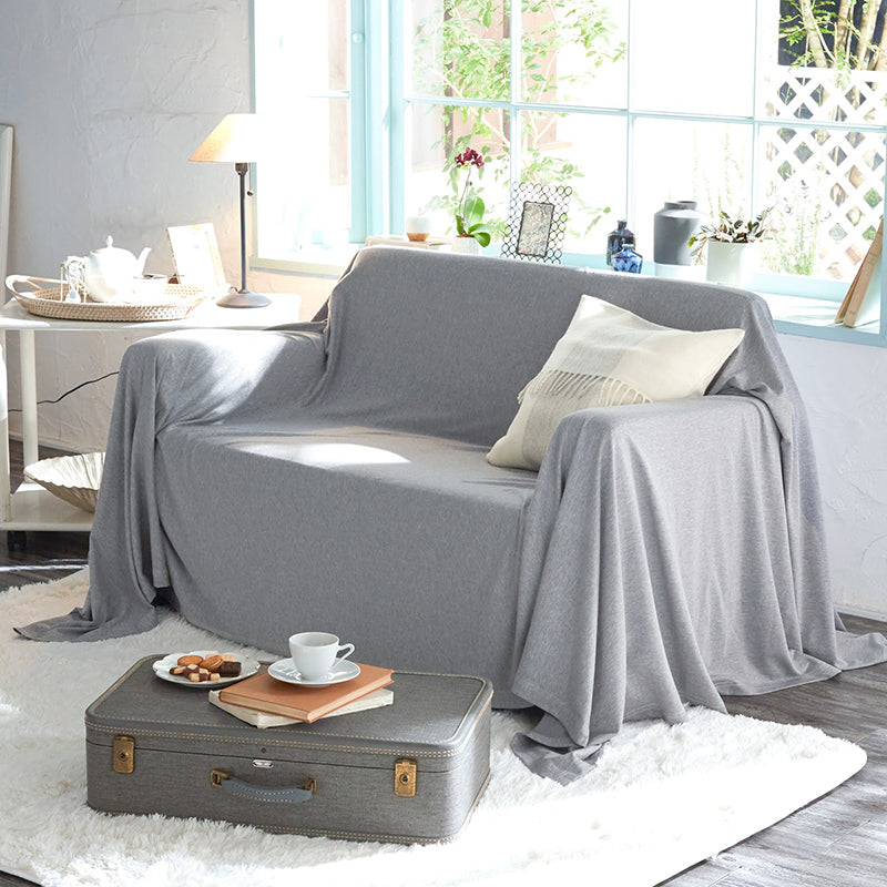 ふんわり杢糸ジャカード ヘリンボーンニット マルチカバー【Fab the Home】