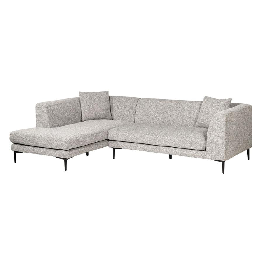 【開梱設置配送】上質なファブリックと細身のスチール脚カウチソファ