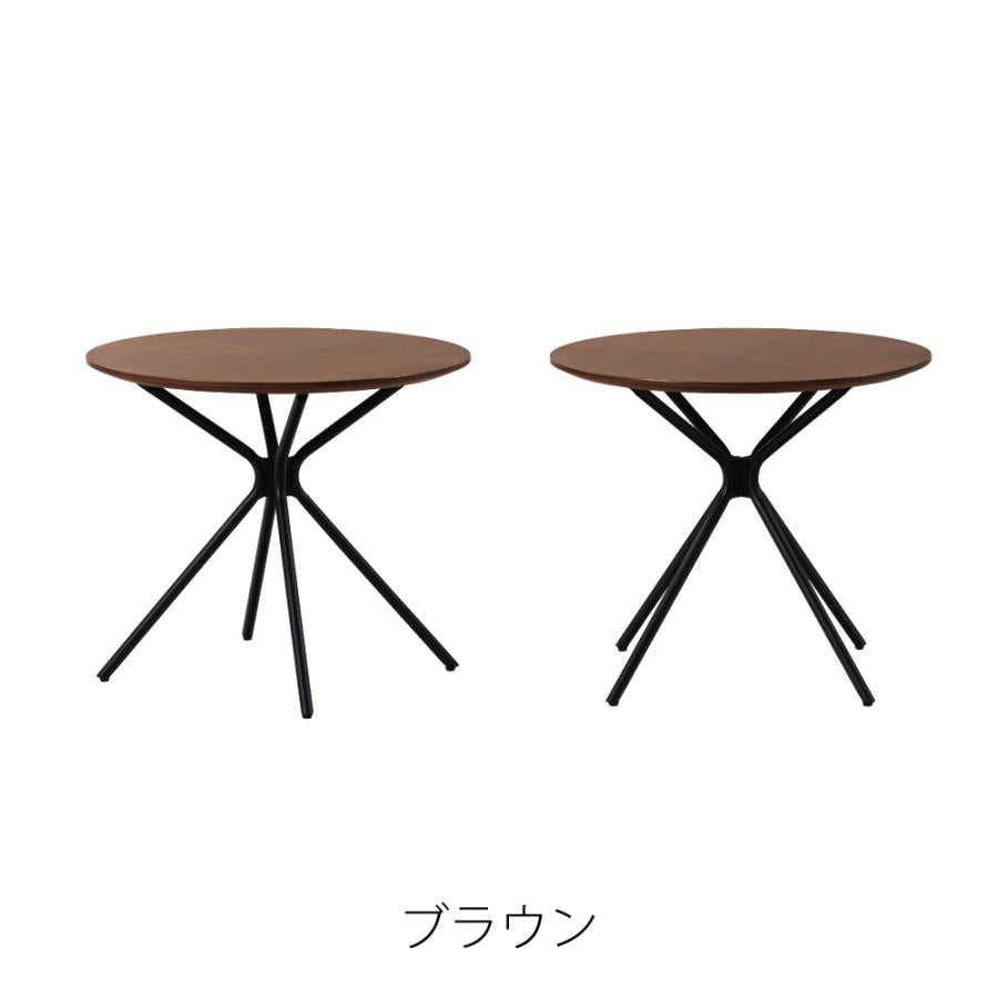 細身のアイアンレッグが中央から広がるスタイリッシュなデザインのサイドテーブル