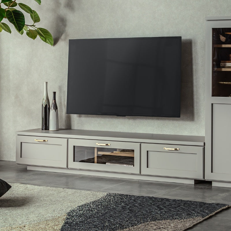 テレビボード 幅180cm くすみグレーが映える上質な収納家具
