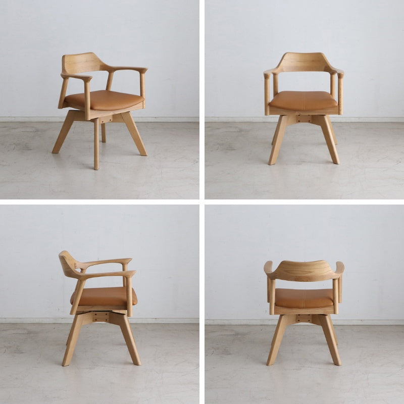 座面が回転する木製のダイニングチェア