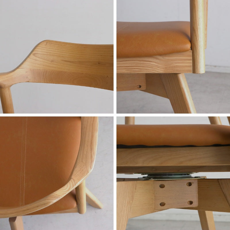 座面が回転する木製のダイニングチェア