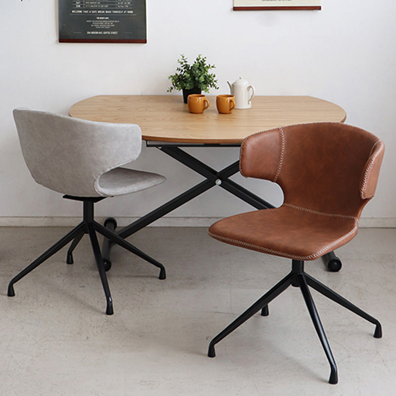 触り心地の良い合成皮革がレトロな雰囲気のラウンドチェア 回転式
