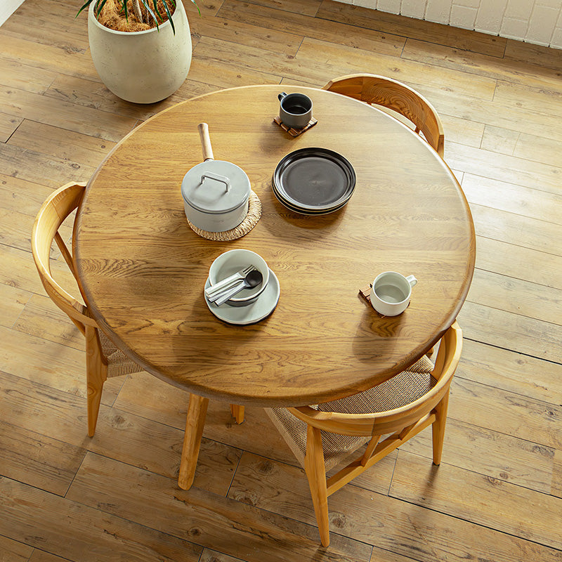 ダイニングテーブル 円形110cm 家族が自然と集まるオーク無垢の温もり 2人~3人用 丸テーブル