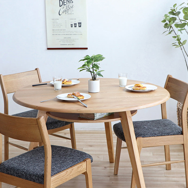 ダイニングテーブル 円形110cm 家族が自然と集まるオーク無垢の温もり 2人~3人用 丸テーブル