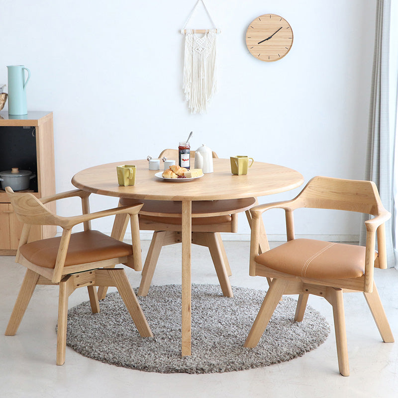 ダイニングテーブル 円形110cm 家族が自然と集まるオーク無垢の温もり 2人~3人用 丸テーブル