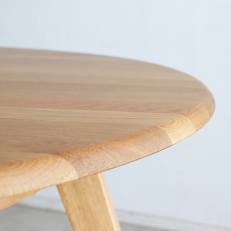 オーク無垢材をふんだんに使った円形ダイニングテーブル 丸テーブル+チェア3脚セット