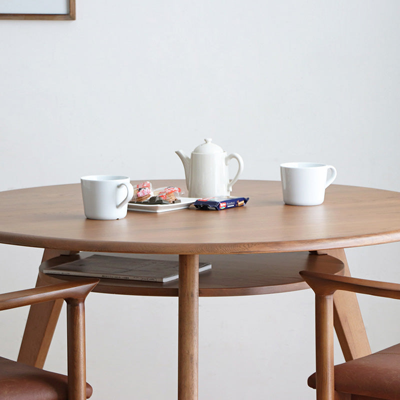 ダイニングテーブル 円形110cm 家族が自然と集まるオーク無垢の温もり 2人~3人用 丸テーブル