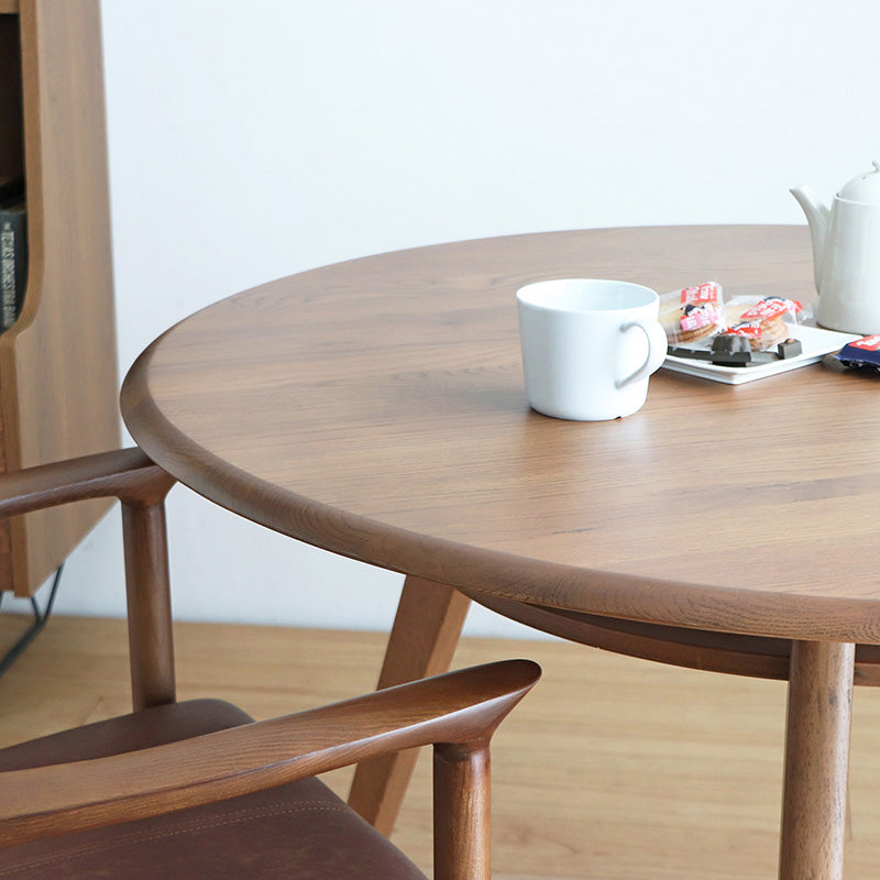 ダイニングテーブル 円形110cm 家族が自然と集まるオーク無垢の温もり 2人~3人用 丸テーブル
