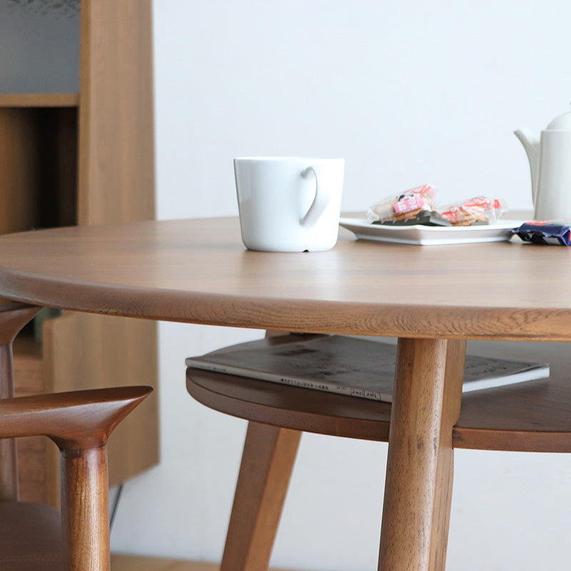 ダイニングテーブル 円形110cm 家族が自然と集まるオーク無垢の温もり 2人~3人用 丸テーブル