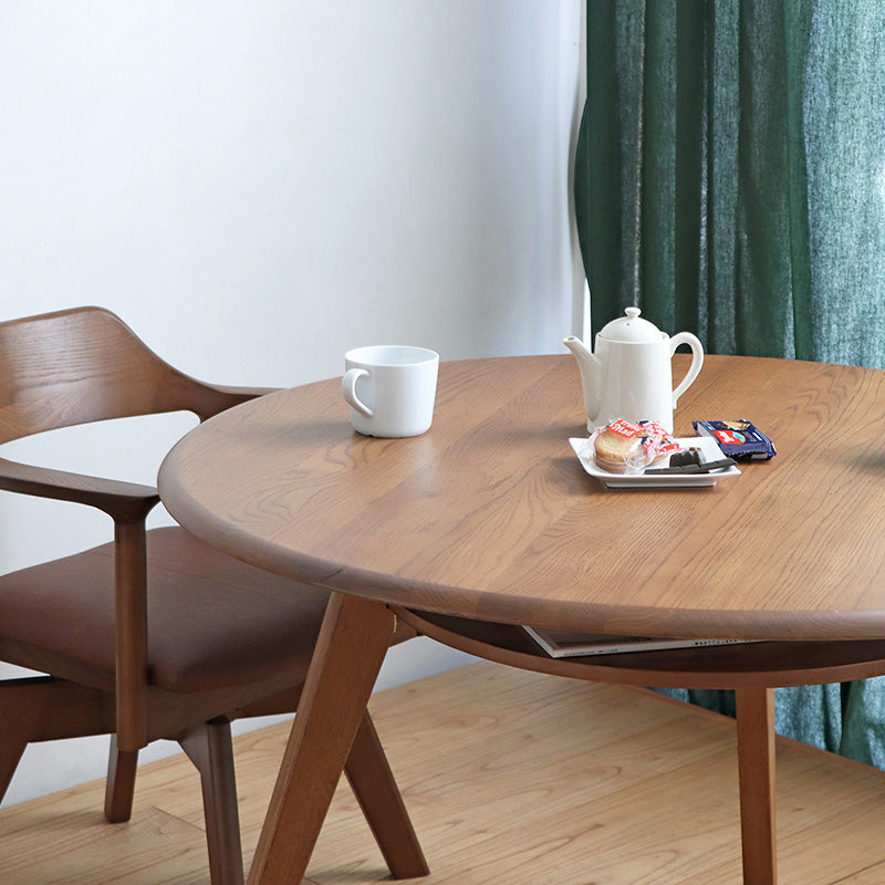 ダイニングテーブル 円形110cm 家族が自然と集まるオーク無垢の温もり 2人~3人用 丸テーブル